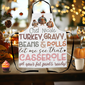 Tablier Drôle Turkeys Thanksgiving Dîner Chef