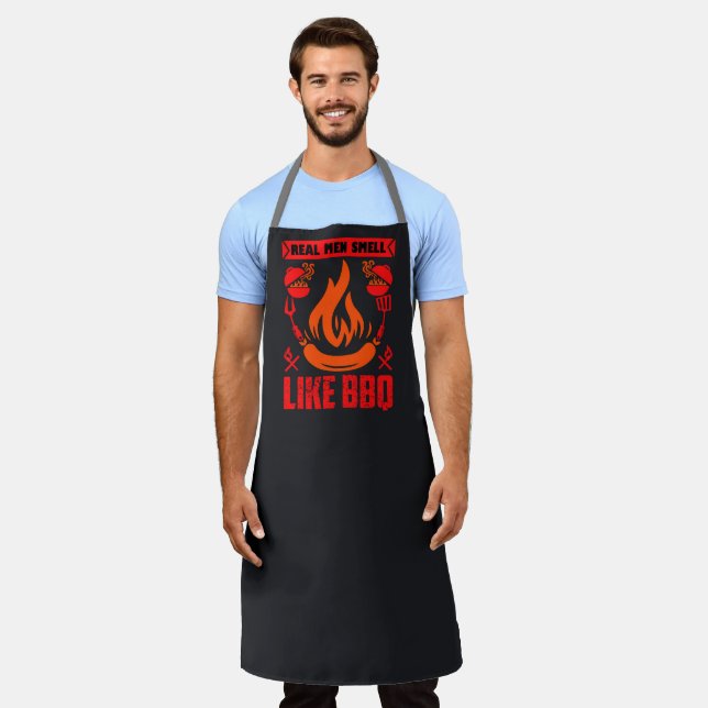 Tablier Drôles Les Vrais Hommes Sentent Comme Barbecue (Porté)