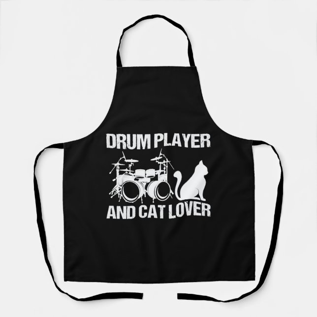 Tablier Drum Player And Cat Lover Drumming Musician Drums (Recto)