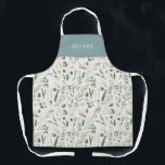 Tablier Dusty bleu botanique élégant cadeau familial moder<br><div class="desc">Sage vert,  bleu poussiéreux,  noir,  vert brun et gris élégant feuillage moderne eucalyptus aquarelle botanique naturel de Noël cadeau de vacances tablier personnalisé. Design simple,  propre et élégant.</div>