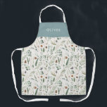 Tablier Dusty bleu botanique élégant cadeau familial moder<br><div class="desc">Sage vert,  bleu poussiéreux,  noir,  vert brun et gris élégant feuillage moderne eucalyptus aquarelle botanique naturel de Noël cadeau de vacances tablier personnalisé. Design simple,  propre et élégant.</div>