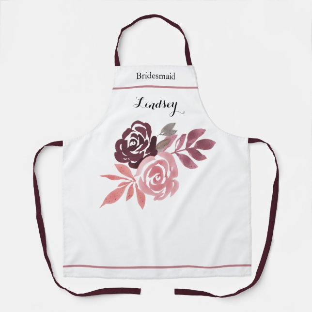 Tablier Dusty Rose Burgundy Bridesmaid Apron (Recto)