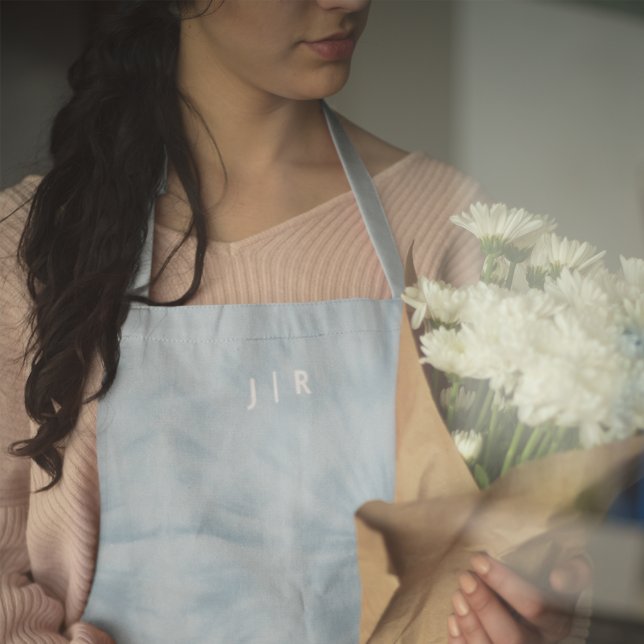 Tablier Dye | Pastel Blue Modern Stylish Monogram (Créateur téléchargé)