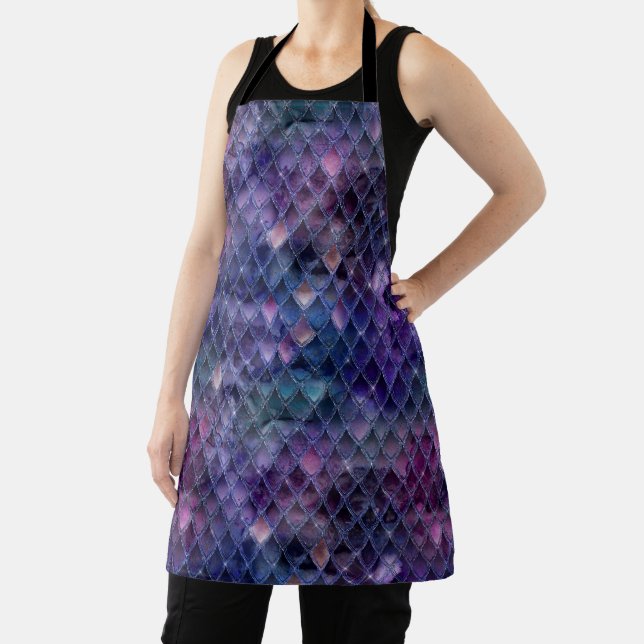 Tablier Écaille de dragon ombrée violette scintillante et  (Insitu)