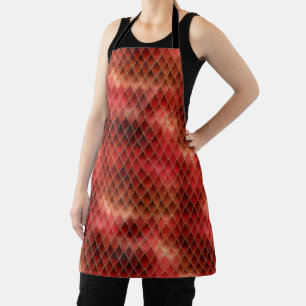 Tablier Écailles de dragon en paillettes ombrées rouges sc