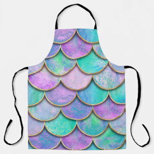 Tablier Échelles de sirène : motif d'onde aquarelle.