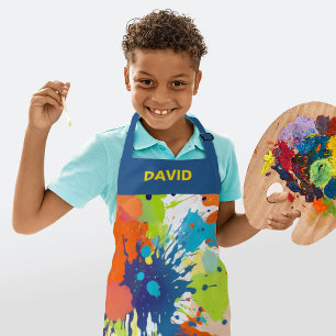 Tablier Éclaboussure de peinture colorée personnalisée pou