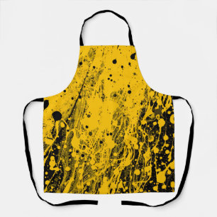 Tablier Éclaboussures de peinture noire et jaune