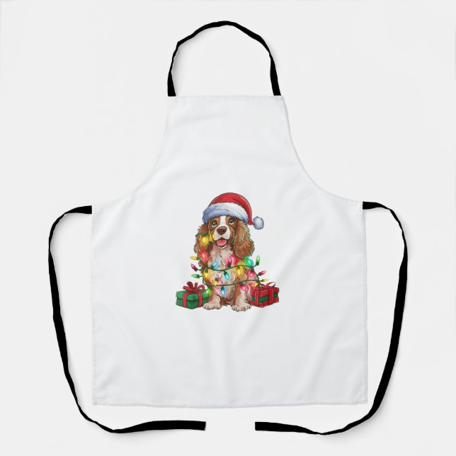 Tablier Éclairage de Noël Chapeau American Eau Spaniel Chi (Recto)