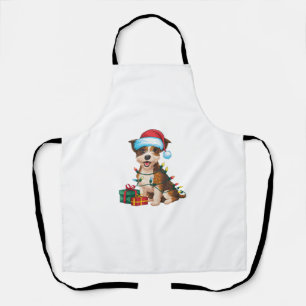 Tablier Éclairage de Noël Chapeau frontière Terrier Chien 