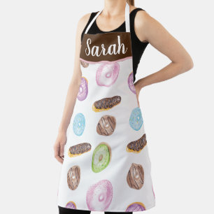 Tablier Éclairs Donuts Aquarelle Amusant Caprice Sucré