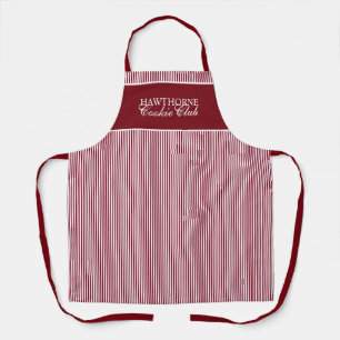 Tablier Écriture élégante personnalisée Stripe rouge Fêtes