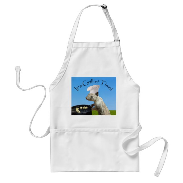 Tablier Écureuil mignon faisant un barbecue (Devant)
