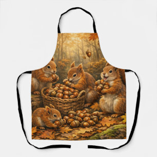 Tablier Écureuils adorables d'automne, festin de glands