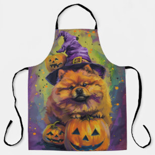 Tablier Éffrayant Chow Chow Chien Halloween sorcière et Ci