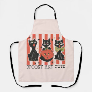 Tablier Éffrayant et mignon - Chat noir et Citrouille