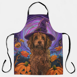 Tablier Éffrayant Goldendoodle Chien Halloween Citrouille 