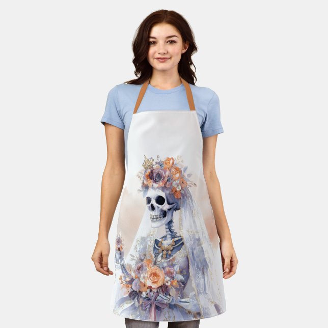 Tablier Éffrayant Halloween Skeleton Apron (Porté)