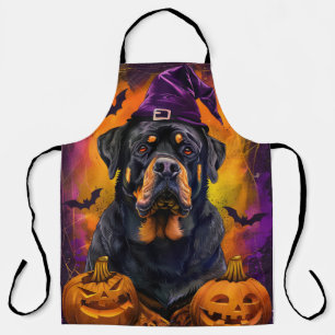 Tablier Éffrayant Rottweiler Chien Halloween sorcière et C