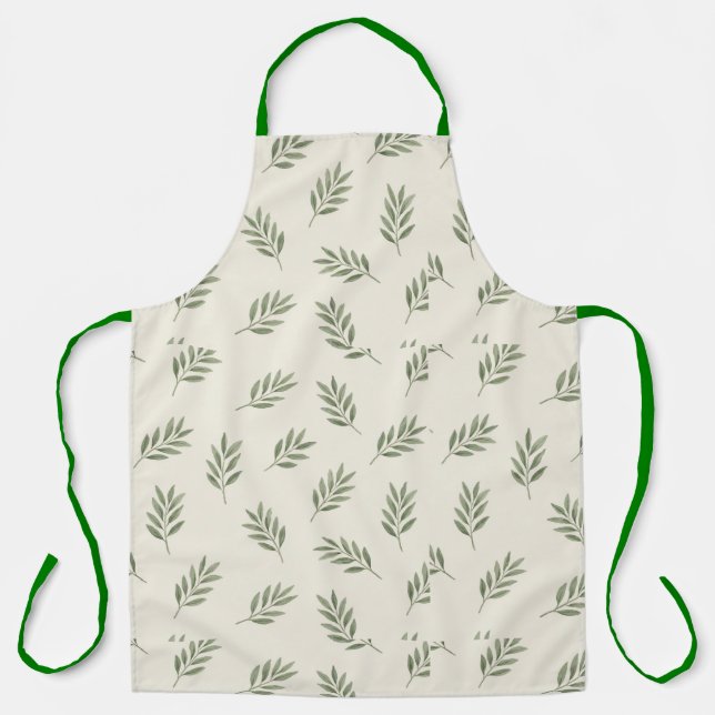 Tablier 🌿 Élégance de feuille botanique verte minimale 🌿 (Recto)