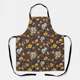 Tablier élégant à motif floral et oiseaux vintage