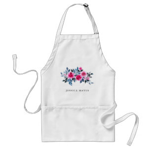 Tablier Elégant aquarelle Floral Nom personnalisé