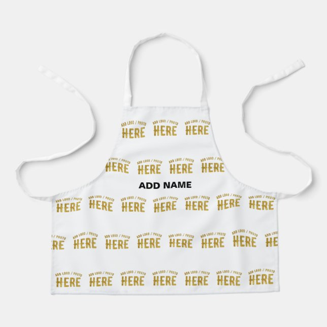 TABLIER ÉLÉGANT BLANC PERSONNALISABLE MODERNE MARQUE VÉRIF (Recto)