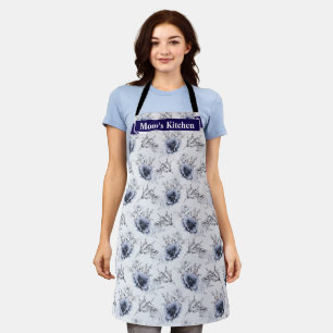 Tablier Élégant bleu floral