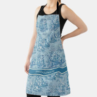 Elégant bleu vintage turquoise toile de jouy impri