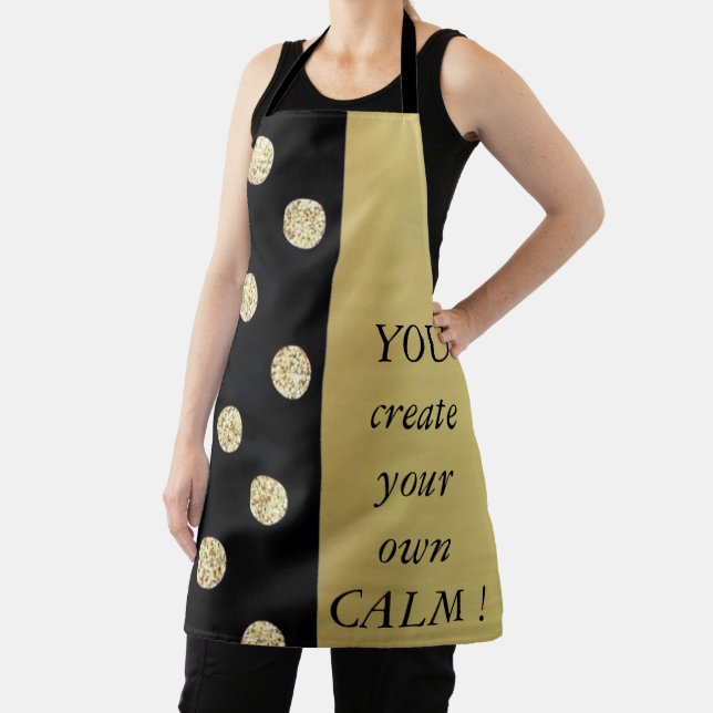 Tablier Elégant Chic Black Gold Dots-Motivational Message (Insitu)