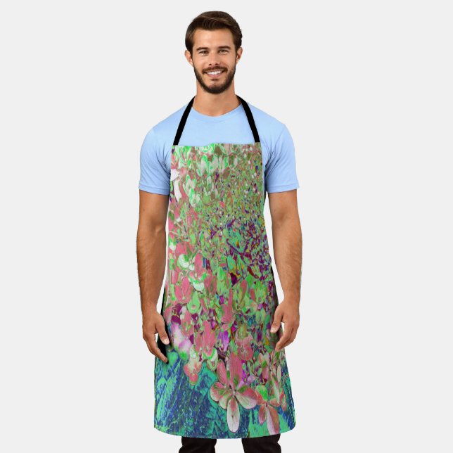 Tablier Élégant Corail et Chartreuse Limelight Hydrangea (Porté)