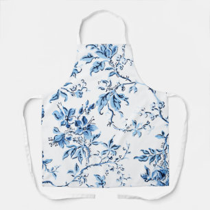 Tablier Elegant Delft Blue et White Floral