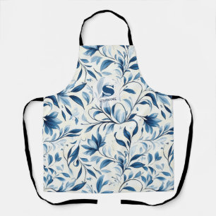 Tablier Élégant Feuilles Blue Paisley - Arrière - plan bla