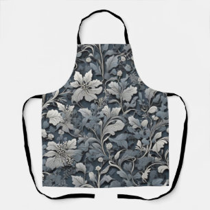 Tablier Élégant floral gris blanc argenté d'humeur