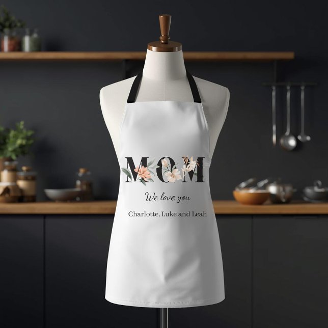 Tablier Elegant Floral Personalized Mom Kitchen Apron (Créateur téléchargé)