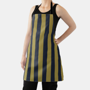 Tablier Elégant Gold & Navy Blue Vertical Stripes