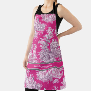 Tablier Elégant lac magenta rose vintage toile de jouy