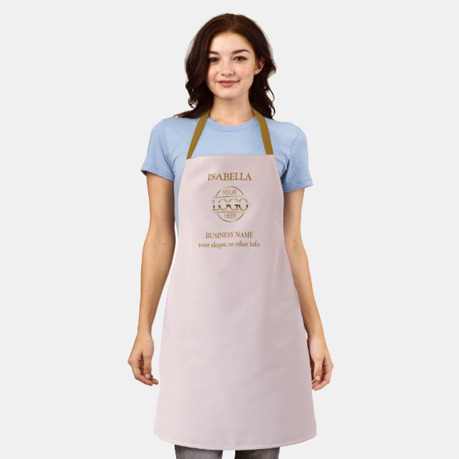 Tablier Élégant Logo de l'entreprise sur mesure Blush Pink (Porté)