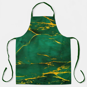 Tablier Élégant marbre vert émeraude et or