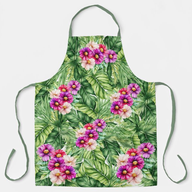 Tablier Élégant modèle floral tropical (Recto)