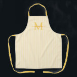Tablier Elegant Monogram Name Yellow Stripe<br><div class="desc">Add a touch of elegance to everyday cooking and baking with this feminine personalized apron. Featuring a soft yellow and white striped background, this stylish apron is beautifully finished with your initial and name in a fancy script font, creating a timeless and sophisticated look. Perfect for home cooks, bakers, entertainers,...</div>