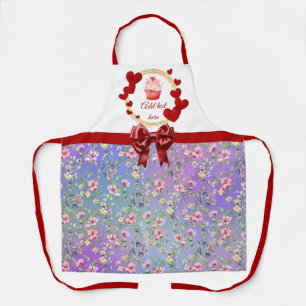 Tablier Élégant Motif d'aquarelle fleurie de printemps col