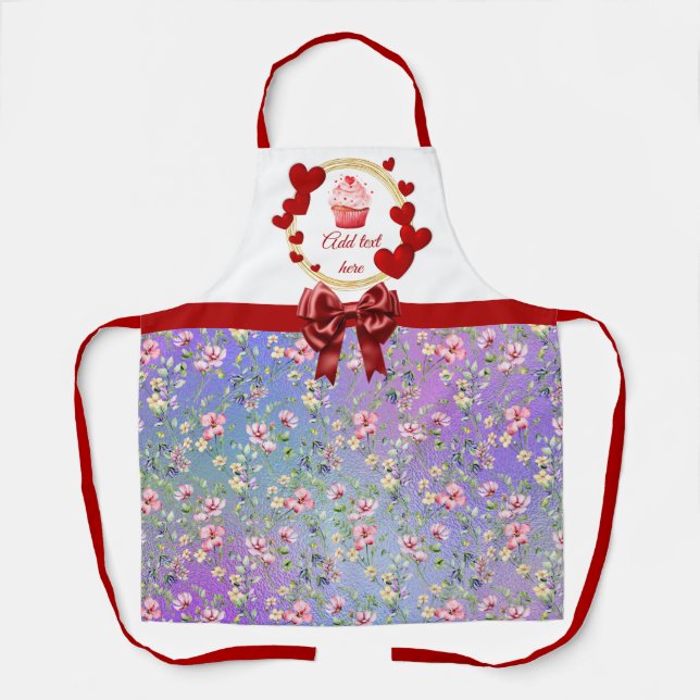 Tablier Élégant Motif d'aquarelle fleurie de printemps col (Recto)