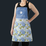 Tablier Élégant Motif de fleurs d'hydragea bleu<br><div class="desc">Cuire avec style avec l'élégant Motif Monogram Apron Hydrangea Flowers Bleu. Doté d'un beau design floral bleu hydrangea, cet espace apporte une touche sophistiquée et charmante à votre cuisine. Le monogramme personnalisé ajoute un détail unique et élégant, ce qui le rend parfait pour les chefs, les boulangers et les artistes....</div>