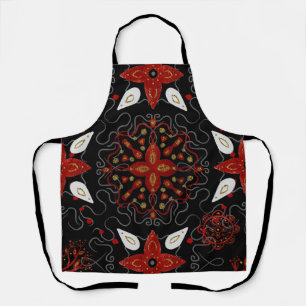 Tablier Élégant, motif floral symétrique au look festif