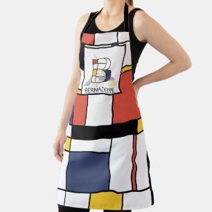 Tablier Élégant Neoplasticisme Style Monogramme. Lettre B