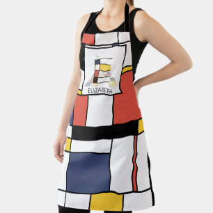 Tablier Élégant Neoplasticisme Style Monogramme. Lettre E
