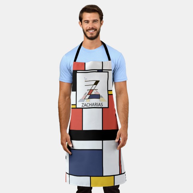Tablier Élégant Neoplasticisme Style Monogramme. Lettre Z (Porté)