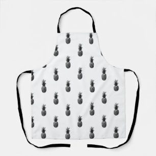 Tablier Élégant noir et blanc Motif d'ananas d'été