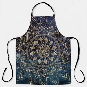 Tablier Elégant or Mandala Blue Galaxy Design